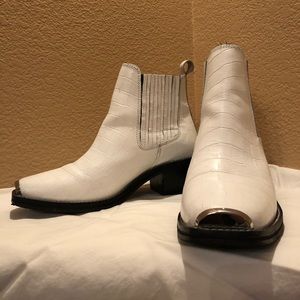 UO crocodile cap toe Chelsea booties